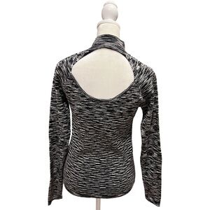 Women's Black and White Long Sleeve Turtleneck Top